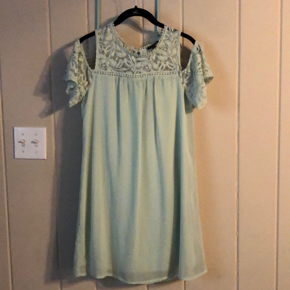 Mint Green short Maxi Dress with lace cap sleeves